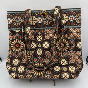 Vera Bradley Retired Fall 2012 Canyon Tote Bag Brown Faux Tortoise Toggle